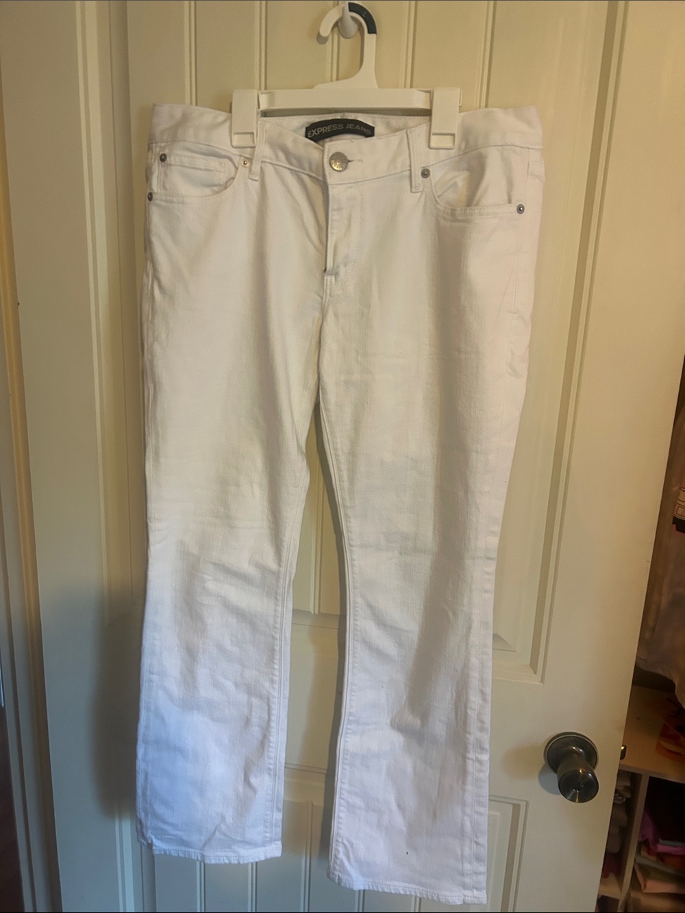 Express White Women's Boot Cut Jeans - Clean White Denim